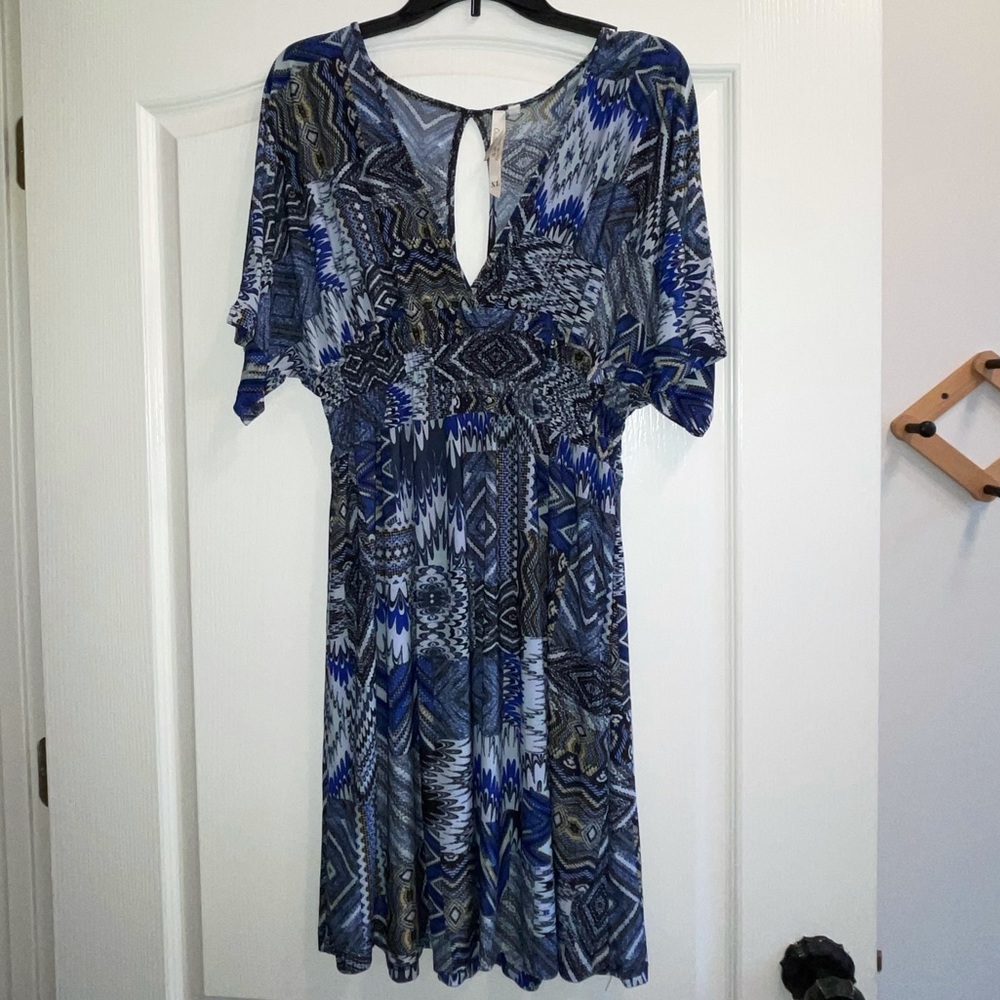 Cristinalove blue & black half sleeve dress